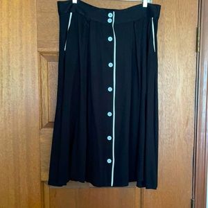 Modcloth button down black skirt with white trim